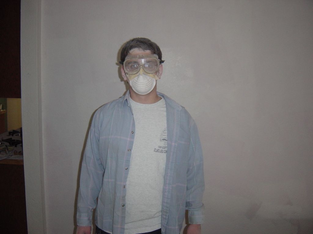 
Adam is covered in dust.
