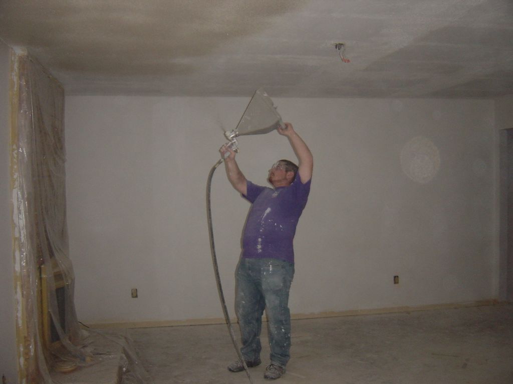 
Spraying up ceiling texture
