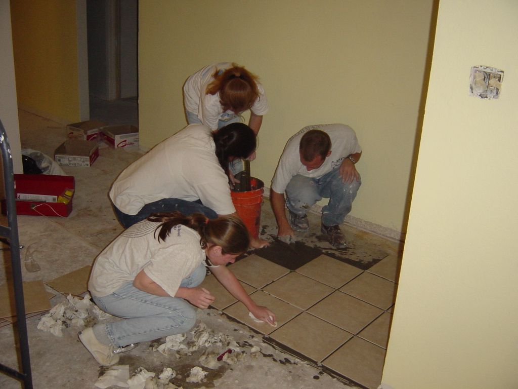 
Tiling the entryway
