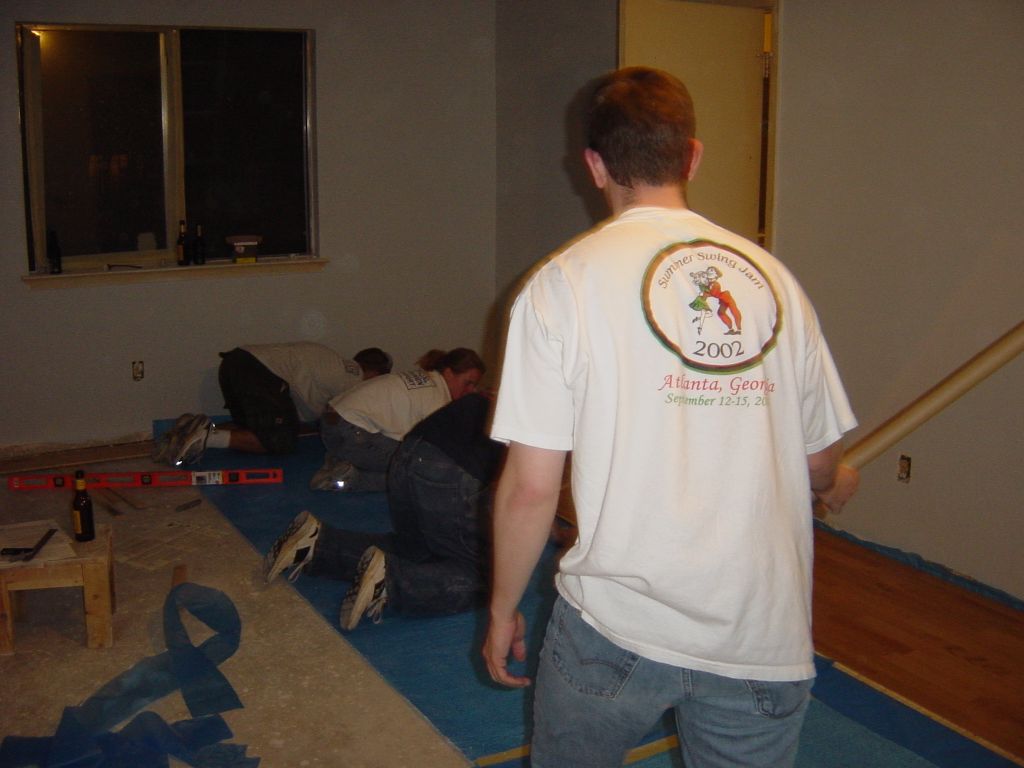 
Putting in another row of flooring
