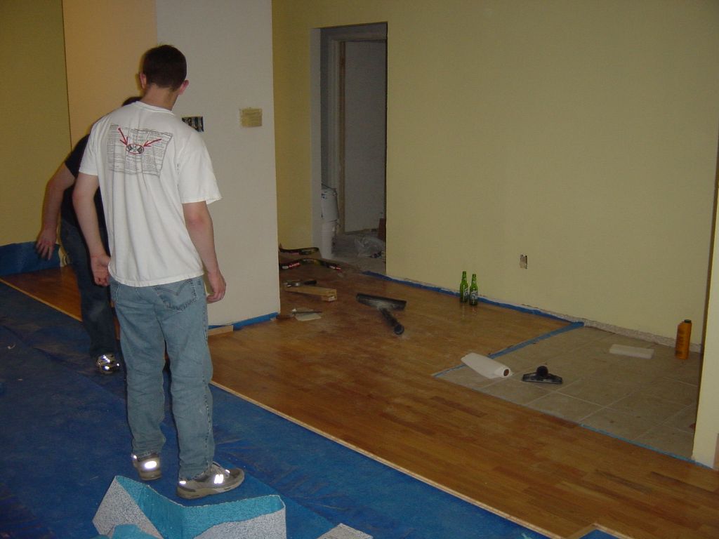 
Matt stands back and admires the work.  Plus, he's laughing at Eric, who's 
trying to hide behind Matt.  
