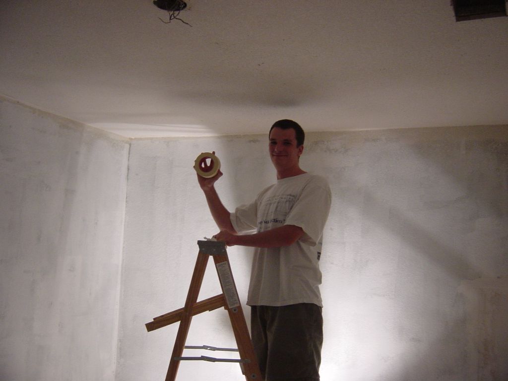
Tape: It's what's for dinner.  Er, the ceiling.
