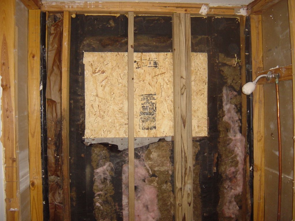
The view from the inside, after replacing the studs and patching up the 
hole where the window was.

