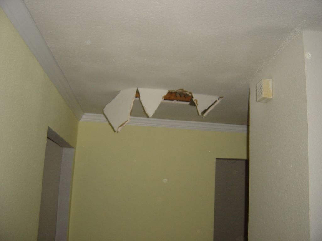 

I put my leg through the ceiling.  D'oh!

