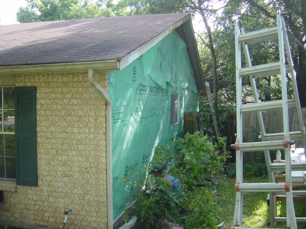 
New underlayment.  I hired the residing and the electrical work done; I didn't do it myself.

